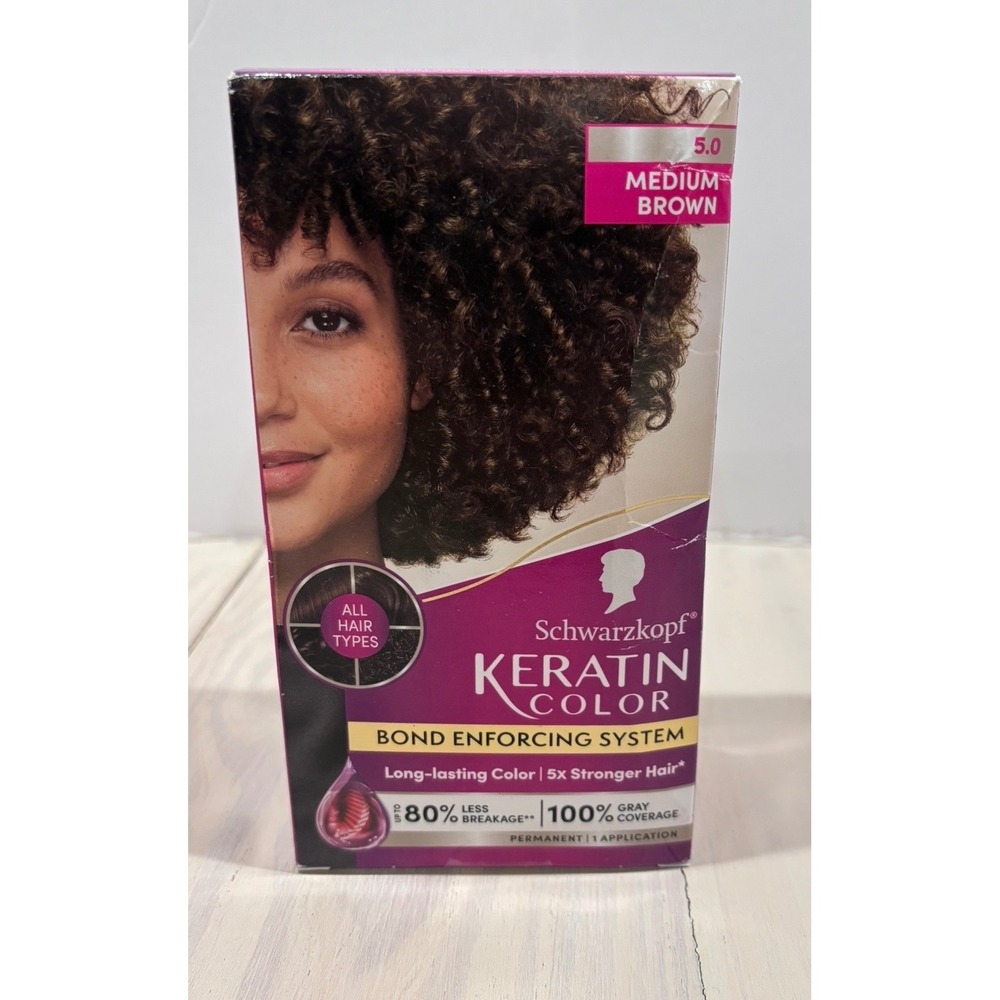 Schwarzkopf Keratin‎ Color Permanent Hair Color 5.0 Medium Brown Bond Enforcing